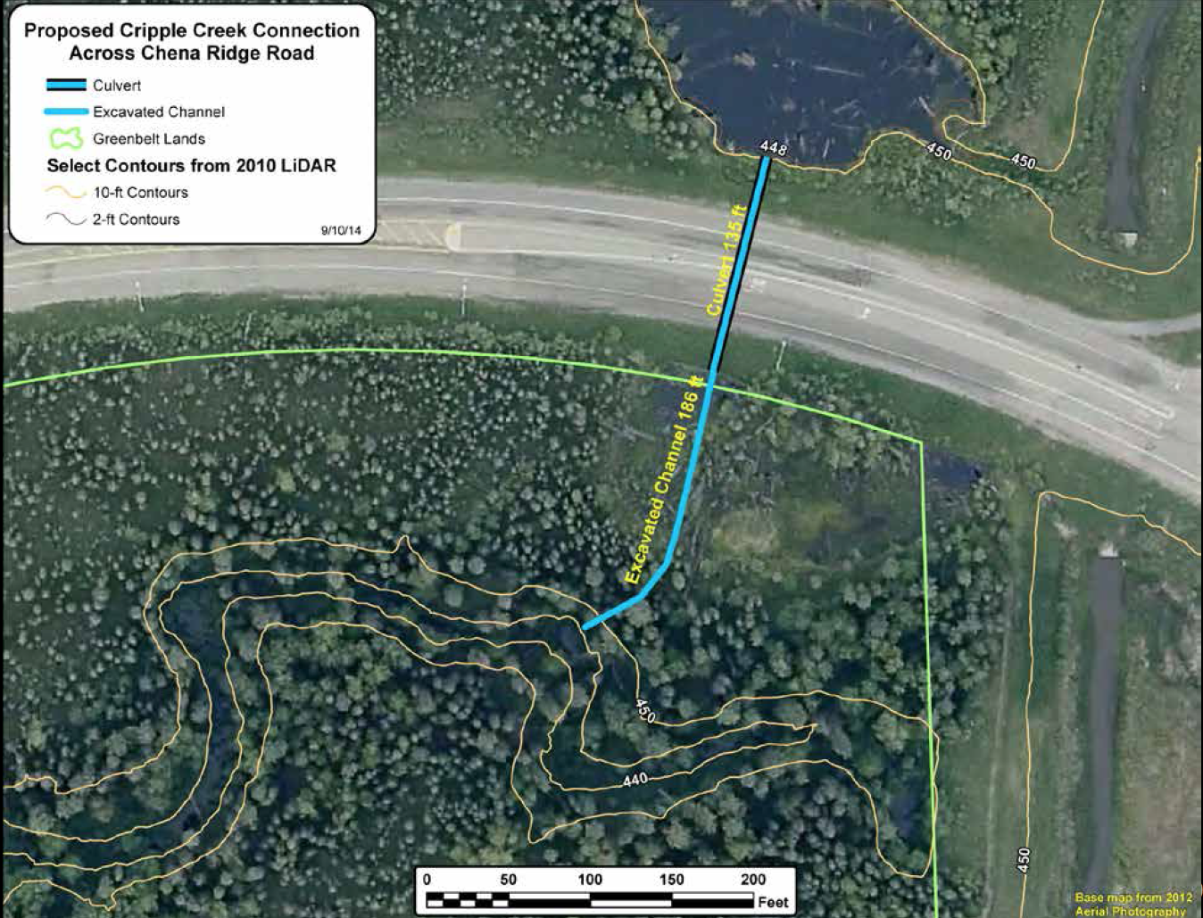 Map showing plan of reconnection culvert under Chena Ridge Rd.